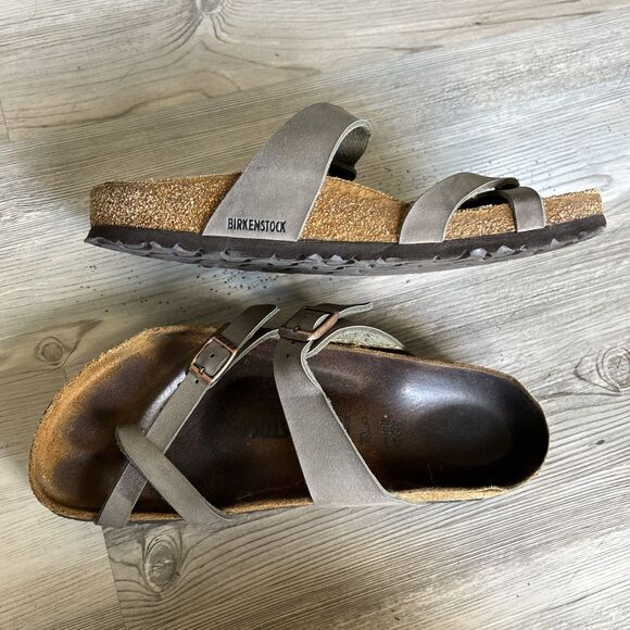 Birkenstock Mayari Birkibuc Leather Sandals in Stone Womens Size 41 (10) - Picture 8 of 8